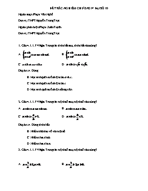 Đề trắc nghiệm chương IV - Môn Đại số 10